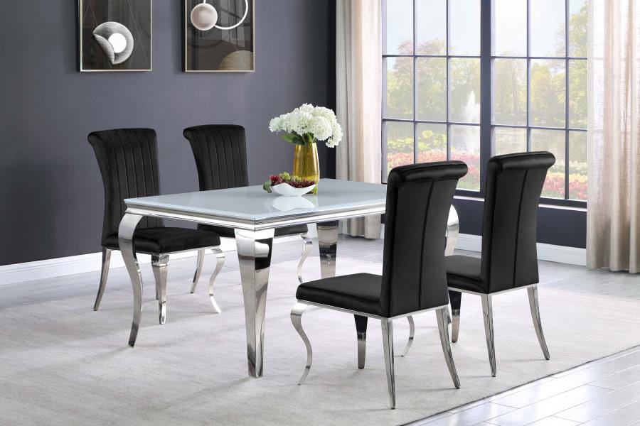 Carone Glass Top Dining Table White and Chrome