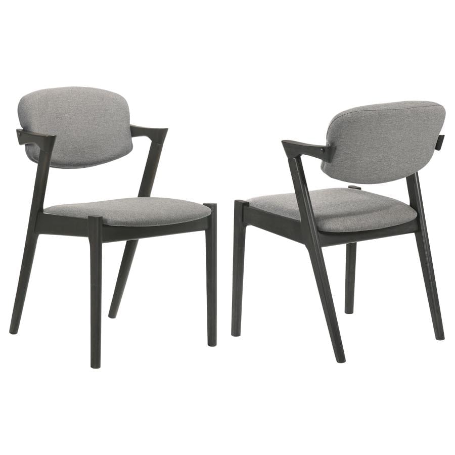 Stevie Upholstered Side Chairs (Set of 2) with Demi Arm Brown Grey and Black