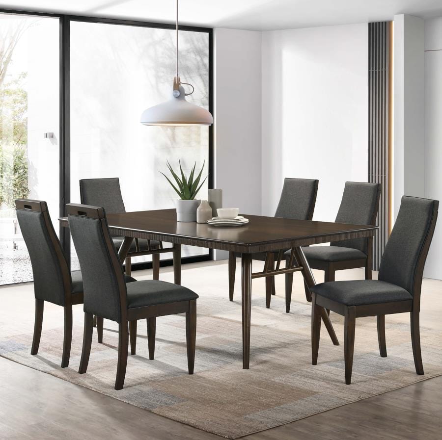 Wes 5-piece Rectangular Dining Set Grey and Dark Walnut