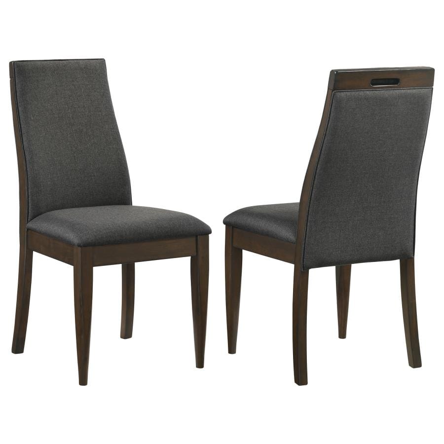 Wes Upholstered Side Chair (Set of 2) Grey and Dark Walnut