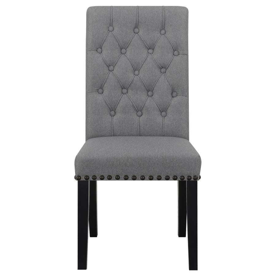 Sherry 5-piece Round Dining Set with Grey Fabric Chairs