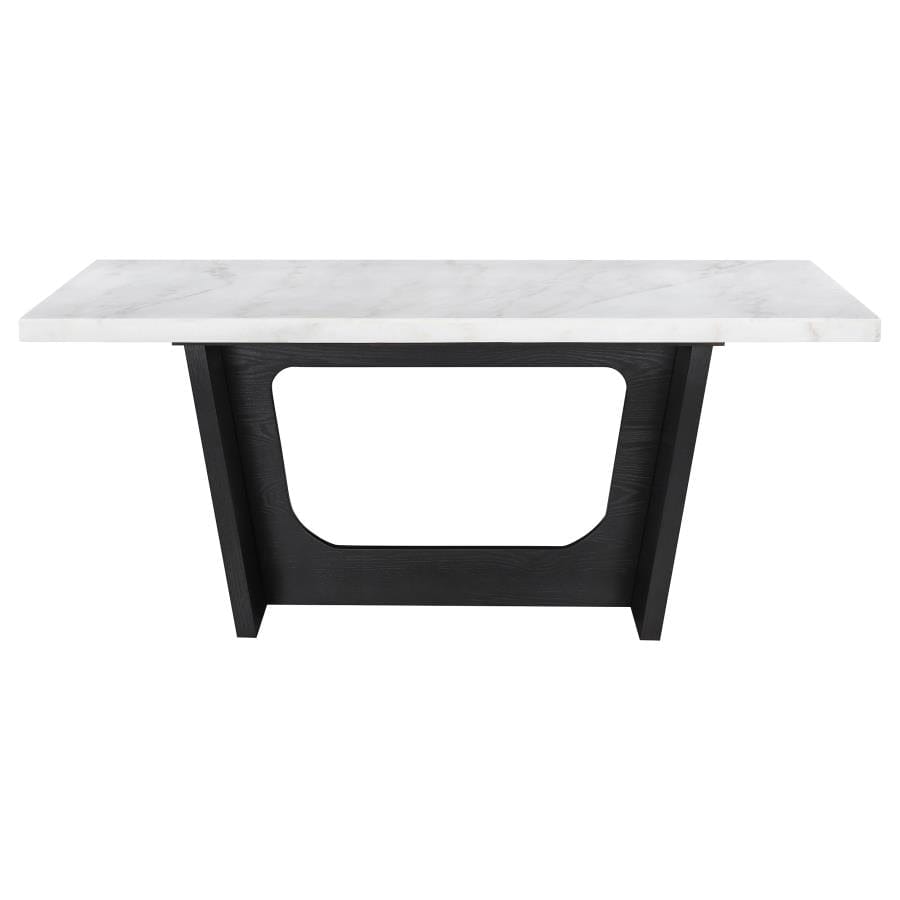 Osborne 5-piece Rectangular Marble Top Dining Set Sand and White