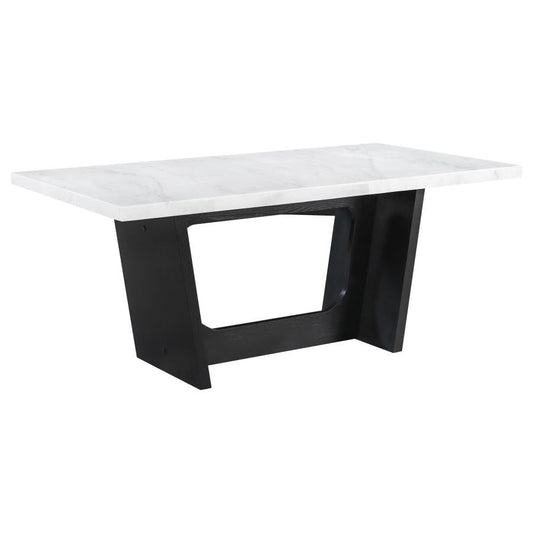 Osborne Trestle Base Marble Top Dining Table Espresso and White