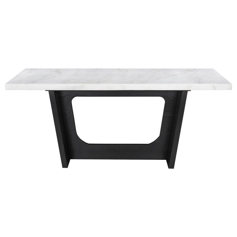 Osborne Trestle Base Marble Top Dining Table Espresso and White