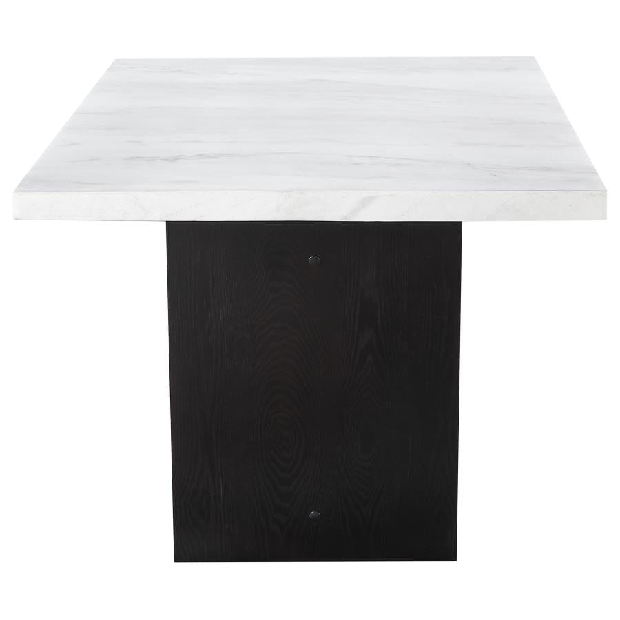 Osborne Trestle Base Marble Top Dining Table Espresso and White