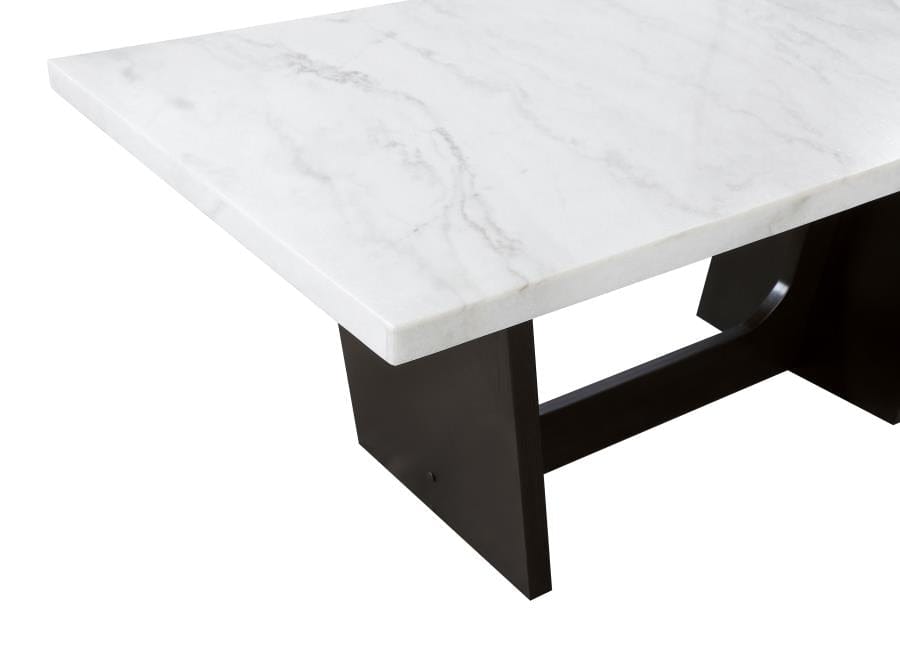 Osborne Trestle Base Marble Top Dining Table Espresso and White