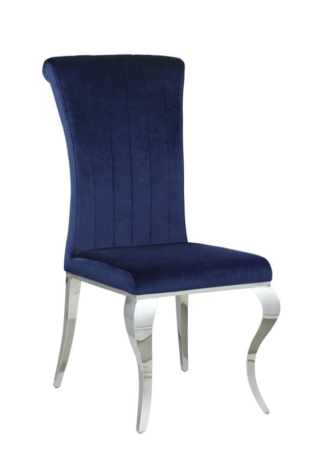 Ellie 5-piece Cylinder Pedestal Dining Room Set Mirror and Ink Blue
