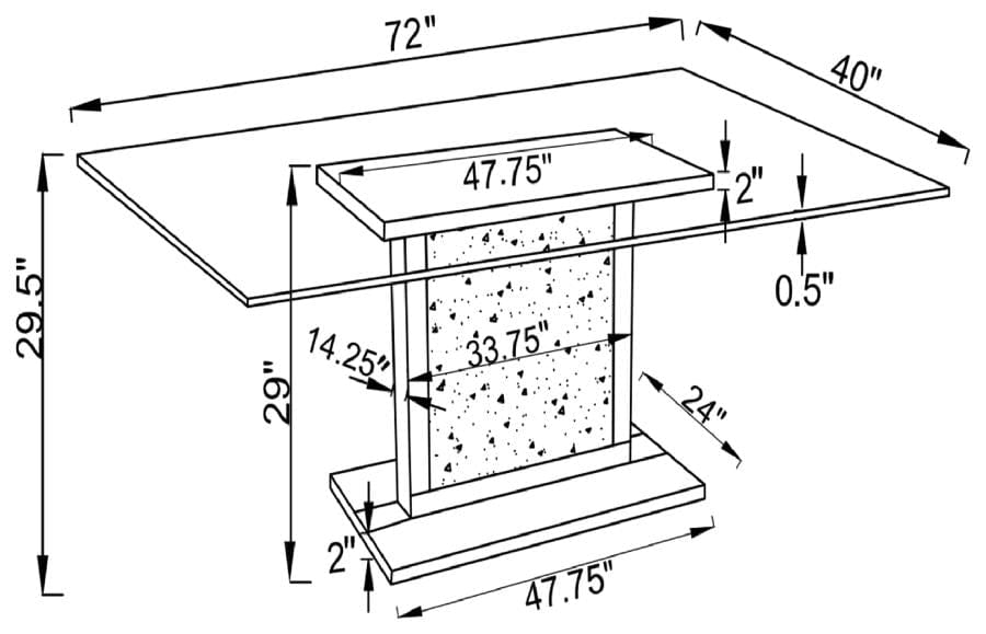 Marilyn 5-piece Rectangle Pedestal Dining Room Set Mirror and Teal