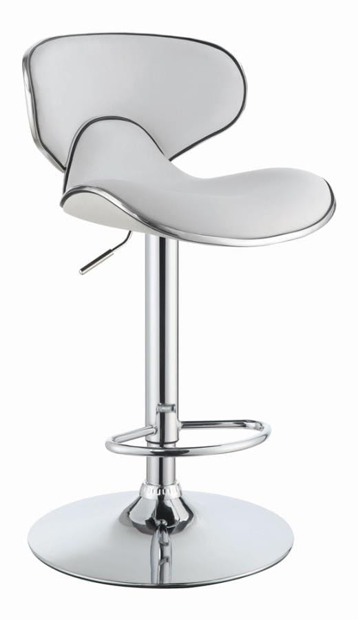 Edenton Upholstered Adjustable Height Bar Stools White and Chrome (Set of 2)