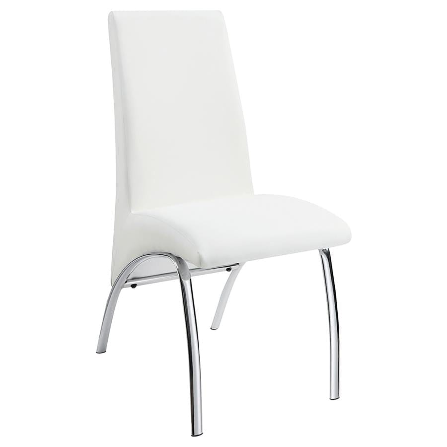 Bishop Upholstered Side Chairs White and Chrome (Set of 2)