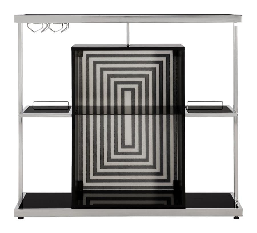 Zinnia 2-tier Bar Unit Glossy Black and White