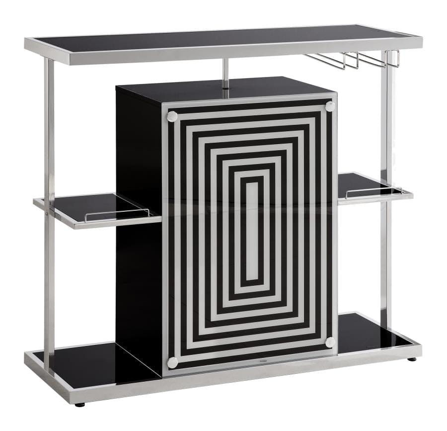 Zinnia 2-tier Bar Unit Glossy Black and White