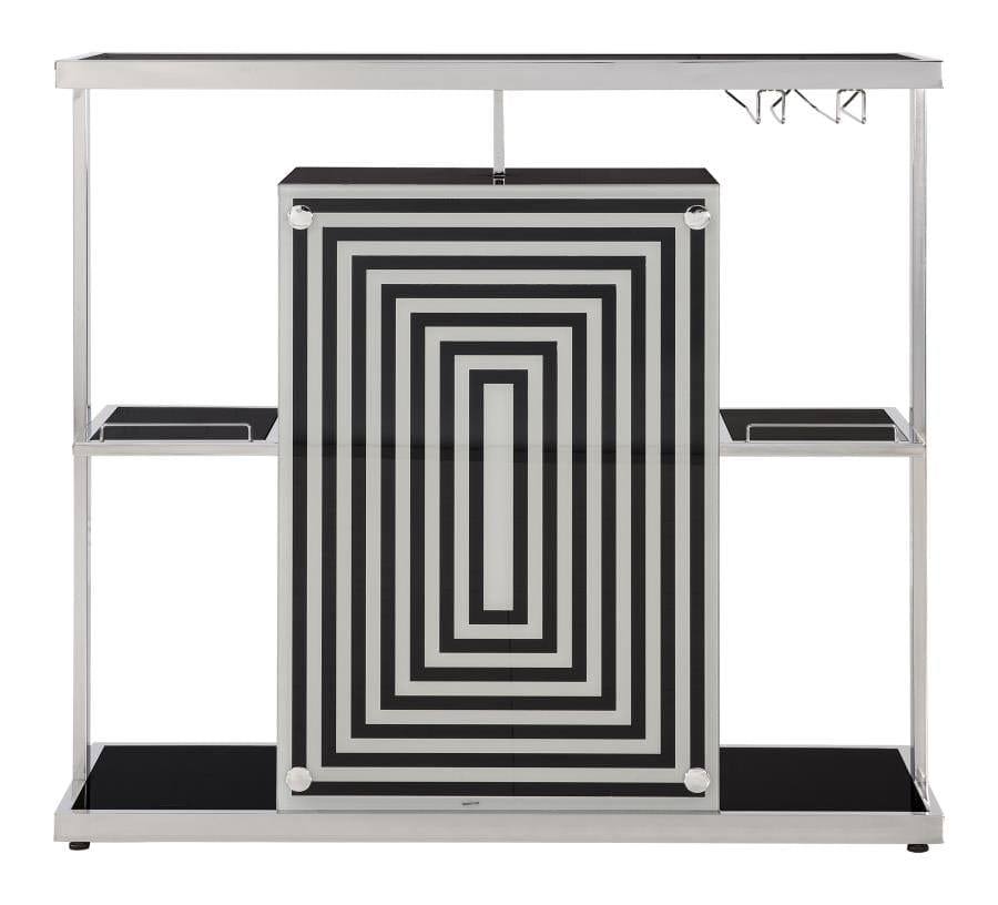 Zinnia 2-tier Bar Unit Glossy Black and White