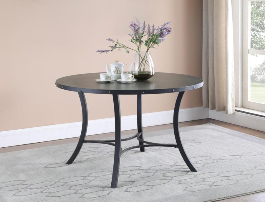 DAVIS 5-piece Dining Set with Upholstered Chairs Matte Black and Grey