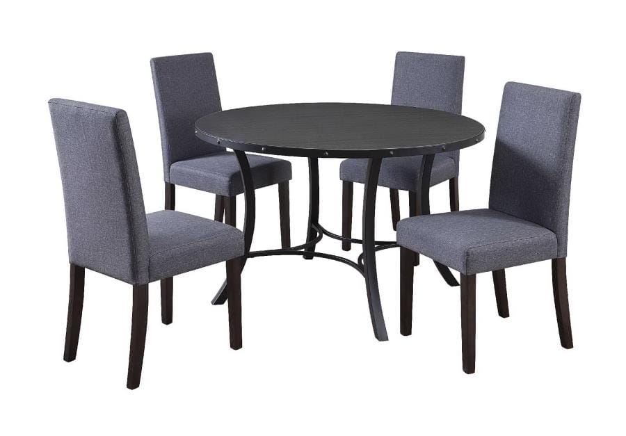 DAVIS 5-piece Dining Set with Upholstered Chairs Matte Black and Grey