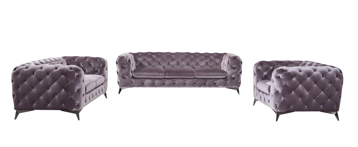 Divani Casa Delilah Modern Grey Fabric Sofa Set