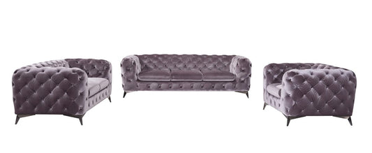 Divani Casa Delilah Modern Grey Fabric Sofa Set
