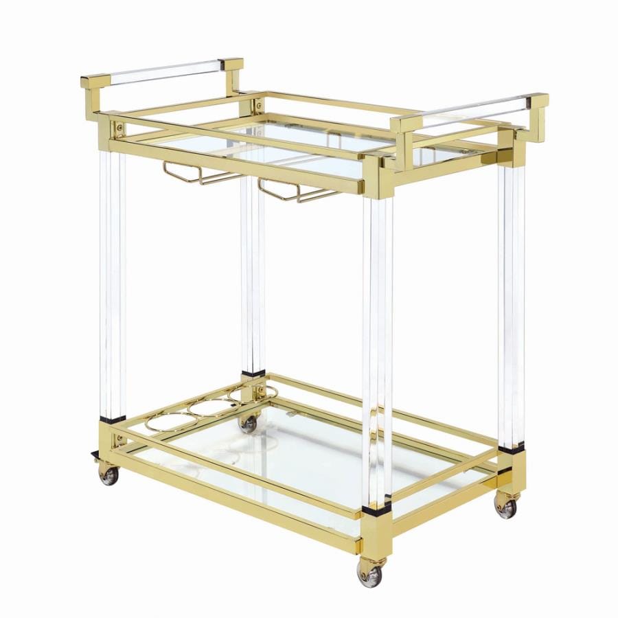 Travin 2-tier Serving Cart Brass and Clear
