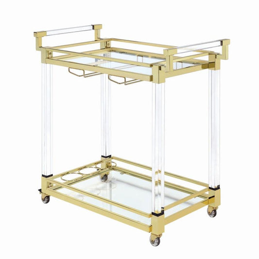 Travin 2-tier Serving Cart Brass and Clear