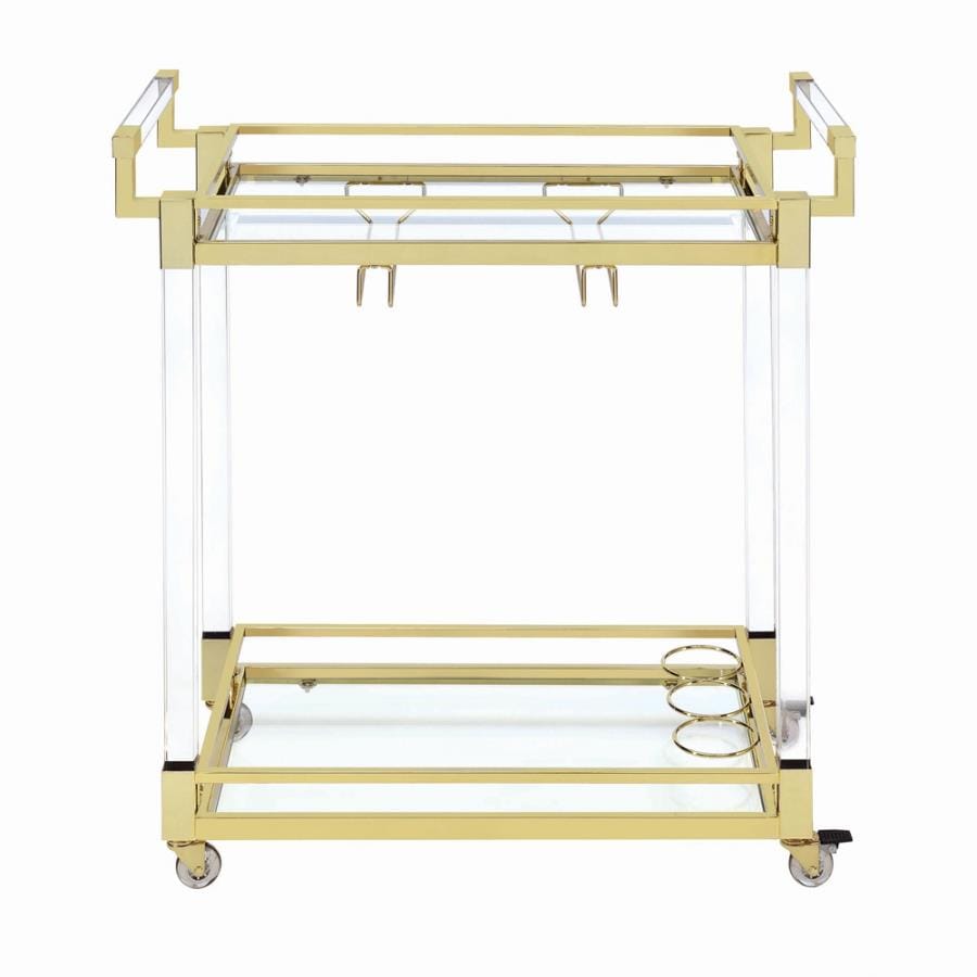 Travin 2-tier Serving Cart Brass and Clear