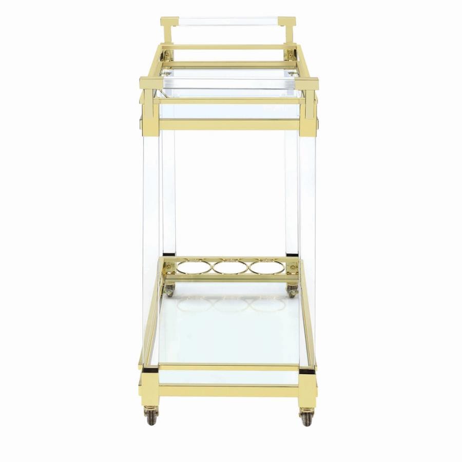 Travin 2-tier Serving Cart Brass and Clear