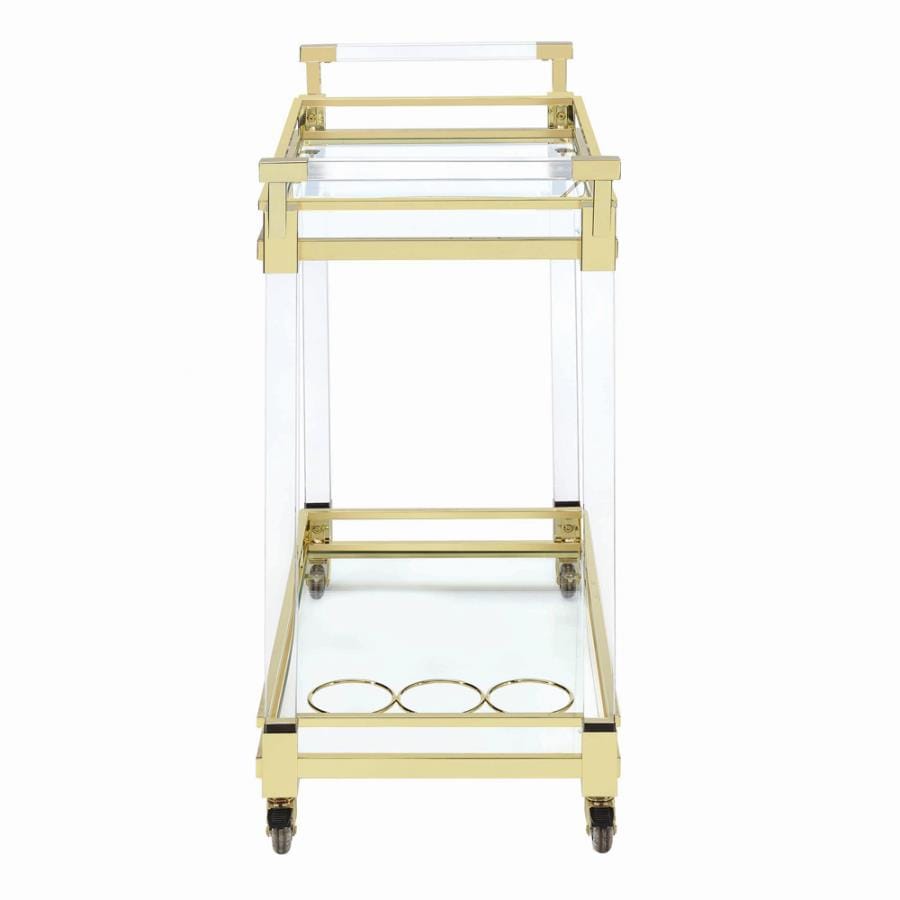 Travin 2-tier Serving Cart Brass and Clear