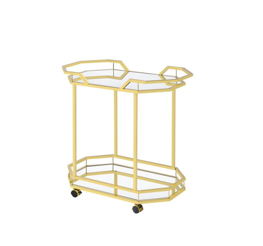 Terrell 2-tier Mirrored Serving Cart Brass