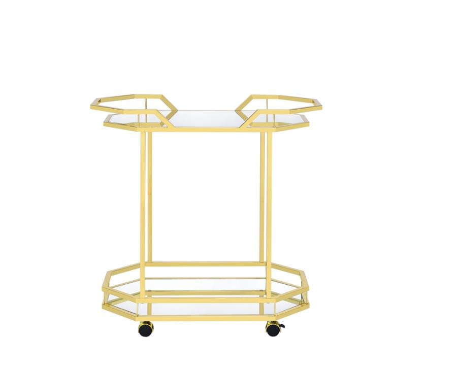 Terrell 2-tier Mirrored Serving Cart Brass