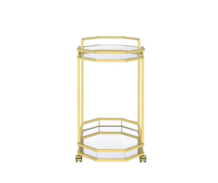 Terrell 2-tier Mirrored Serving Cart Brass
