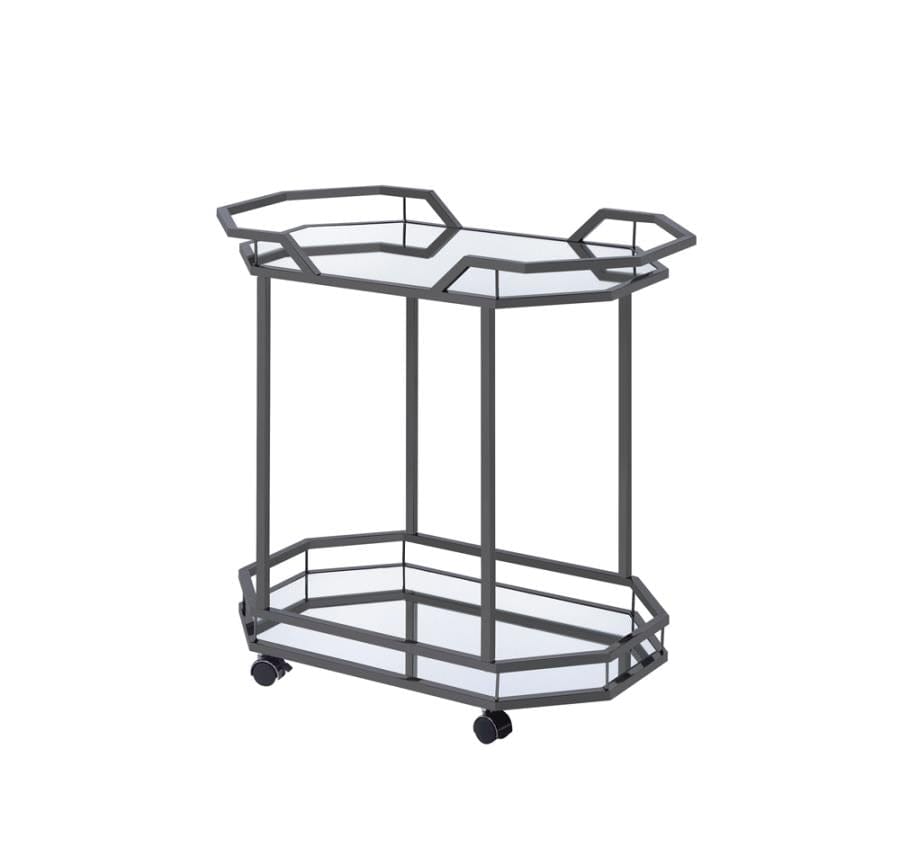 Terrell 2-tier Mirrored Serving Cart Black Nickel
