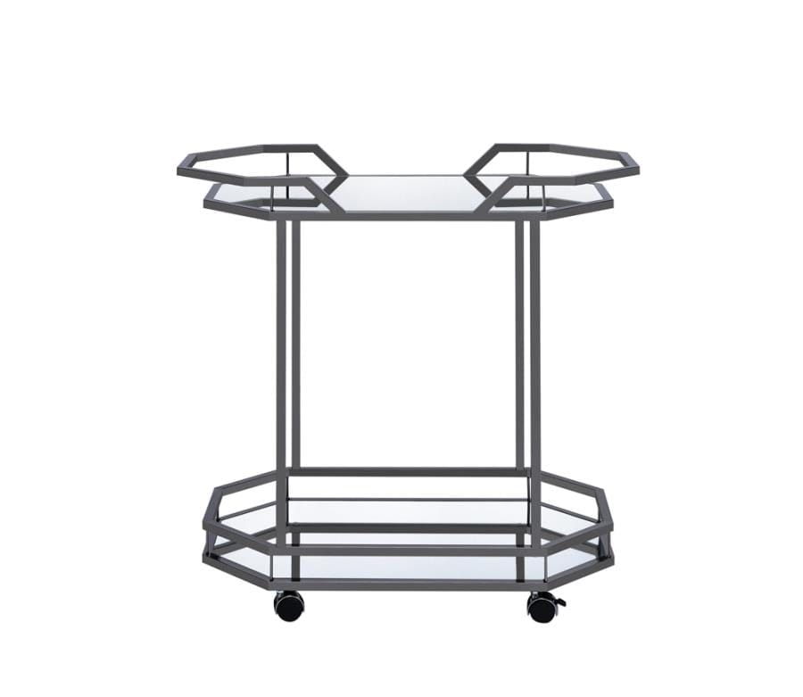 Terrell 2-tier Mirrored Serving Cart Black Nickel