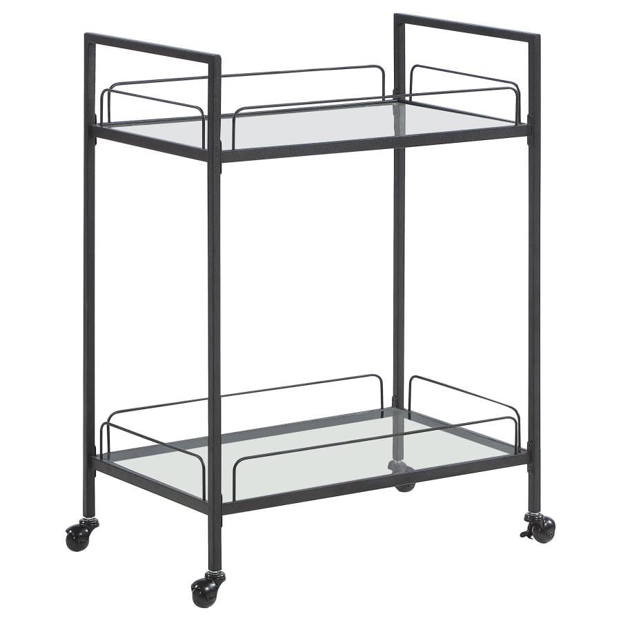 Curltis Serving Cart with Glass Shelves Clear and Black