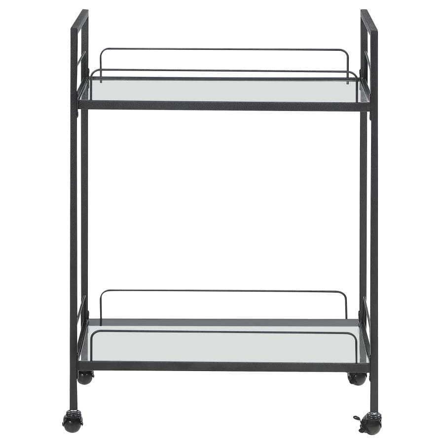 Curltis Serving Cart with Glass Shelves Clear and Black