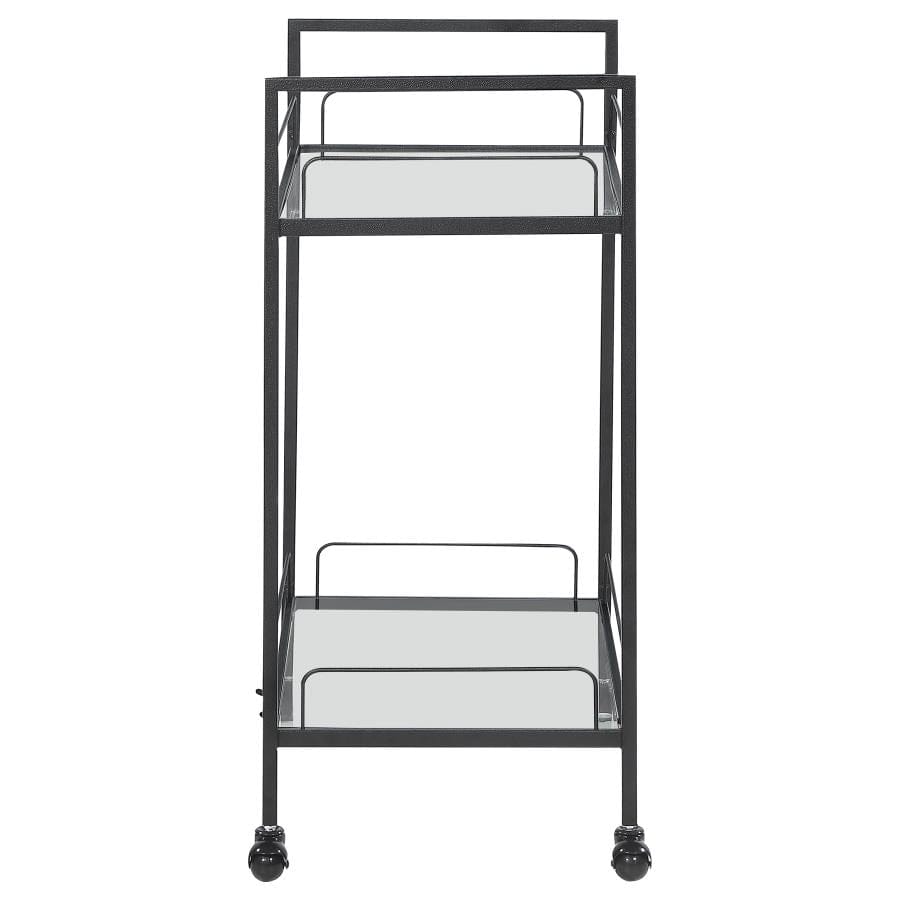 Curltis Serving Cart with Glass Shelves Clear and Black