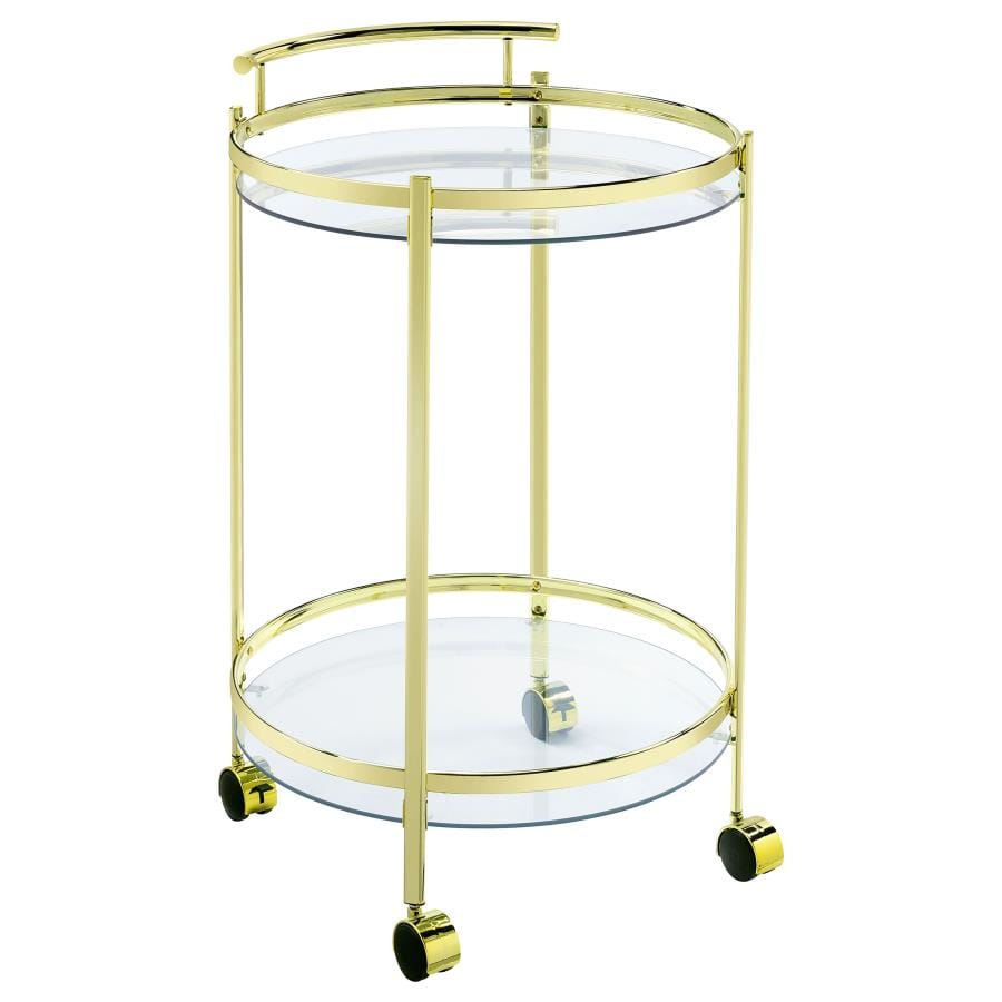 Chrissy Round Glass Bar Cart Brass