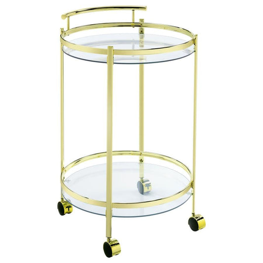 Chrissy Round Glass Bar Cart Brass