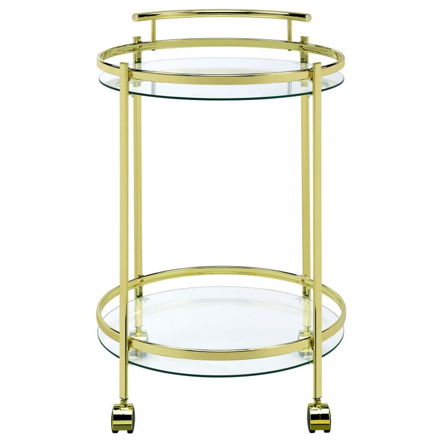 Chrissy Round Glass Bar Cart Brass