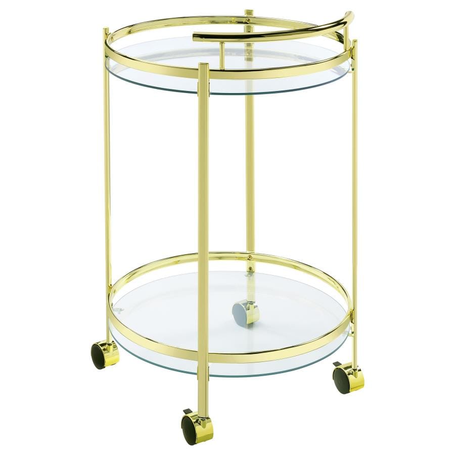 Chrissy Round Glass Bar Cart Brass