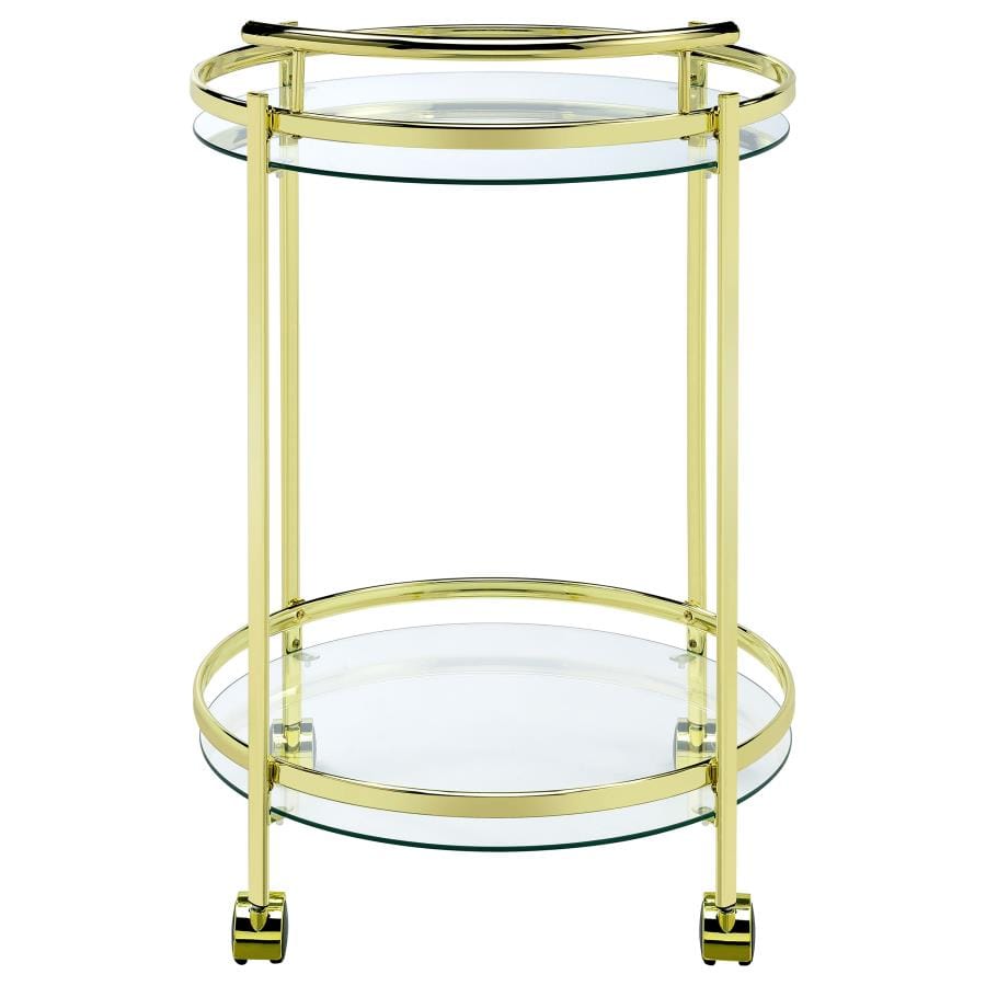 Chrissy Round Glass Bar Cart Brass