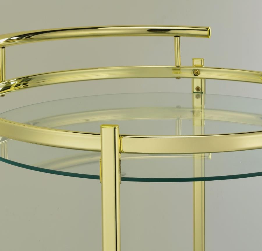 Chrissy Round Glass Bar Cart Brass