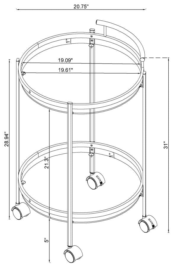 Chrissy Round Glass Bar Cart Brass