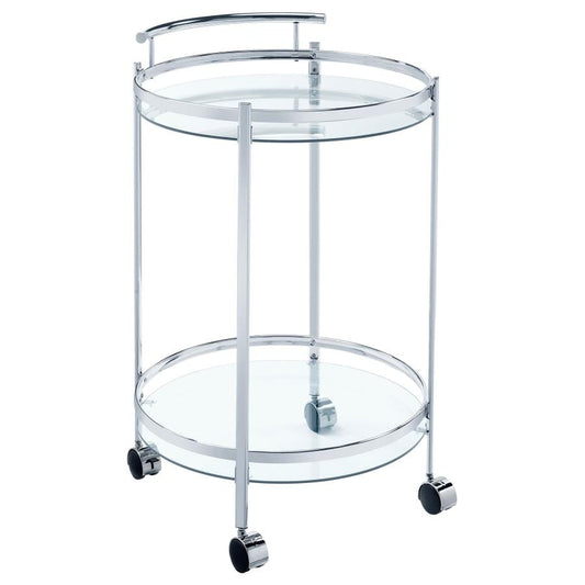 Chrissy Round Glass Bar Cart Chrome