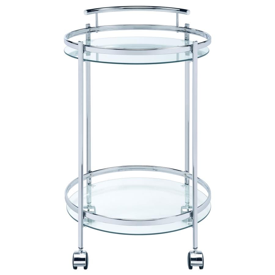 Chrissy Round Glass Bar Cart Chrome