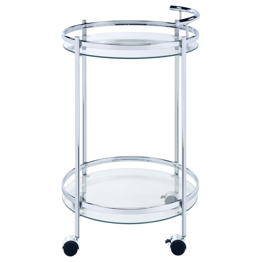 Chrissy Round Glass Bar Cart Chrome