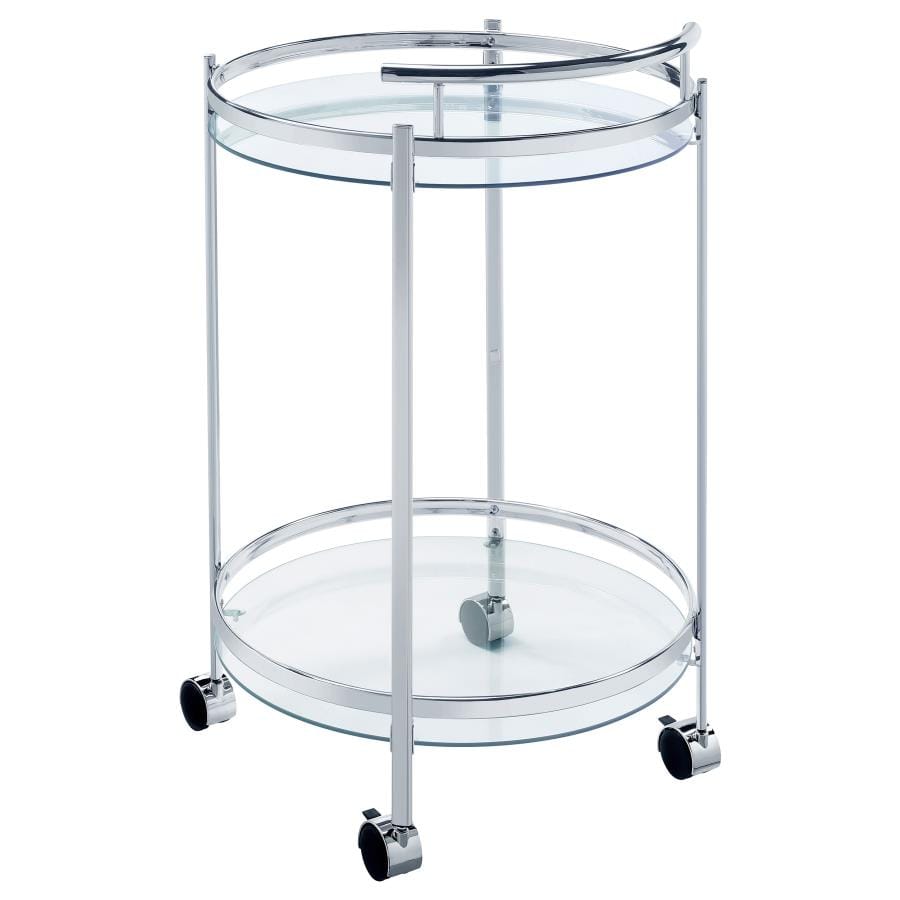 Chrissy Round Glass Bar Cart Chrome