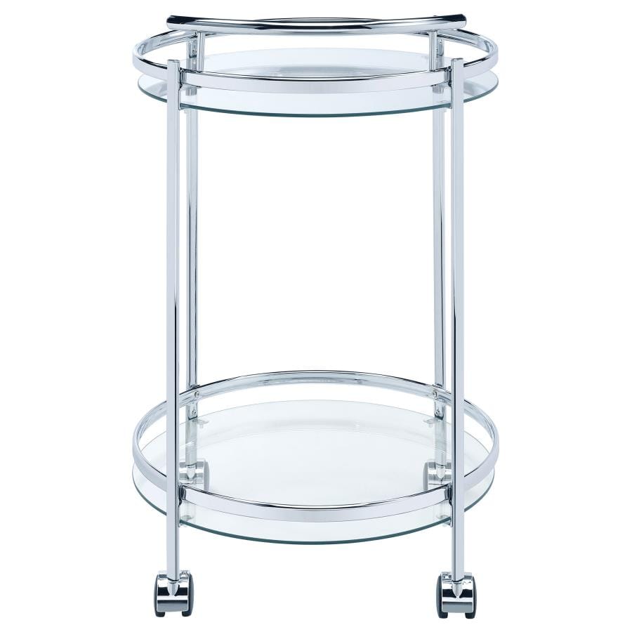 Chrissy Round Glass Bar Cart Chrome