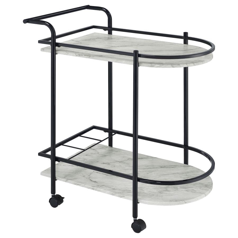 Desiree Rack Bar Cart with Casters Black