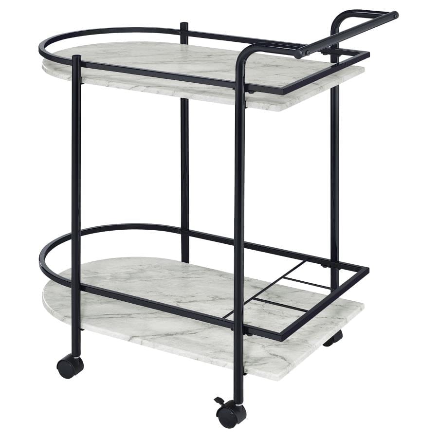 Desiree Rack Bar Cart with Casters Black