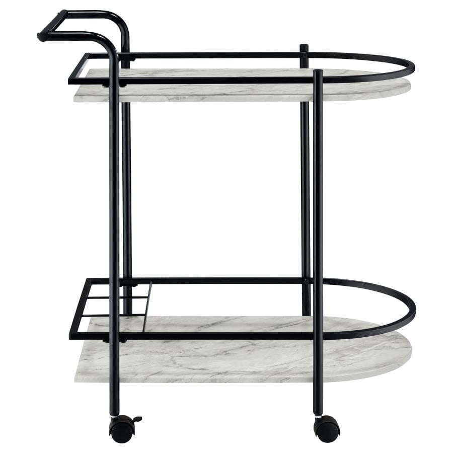 Desiree Rack Bar Cart with Casters Black