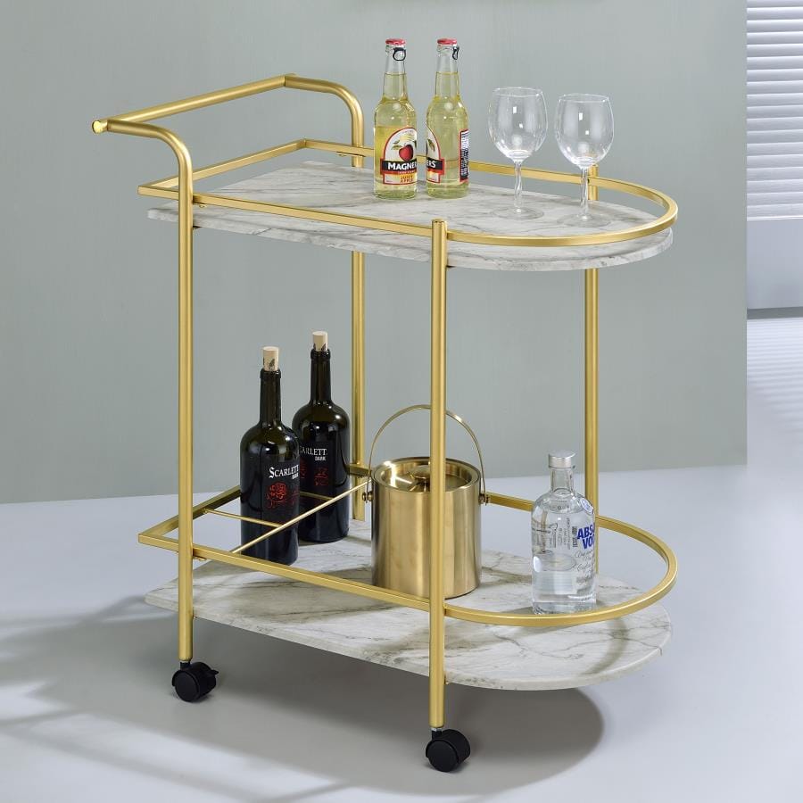 Desiree Rack Bar Cart with Casters Gold